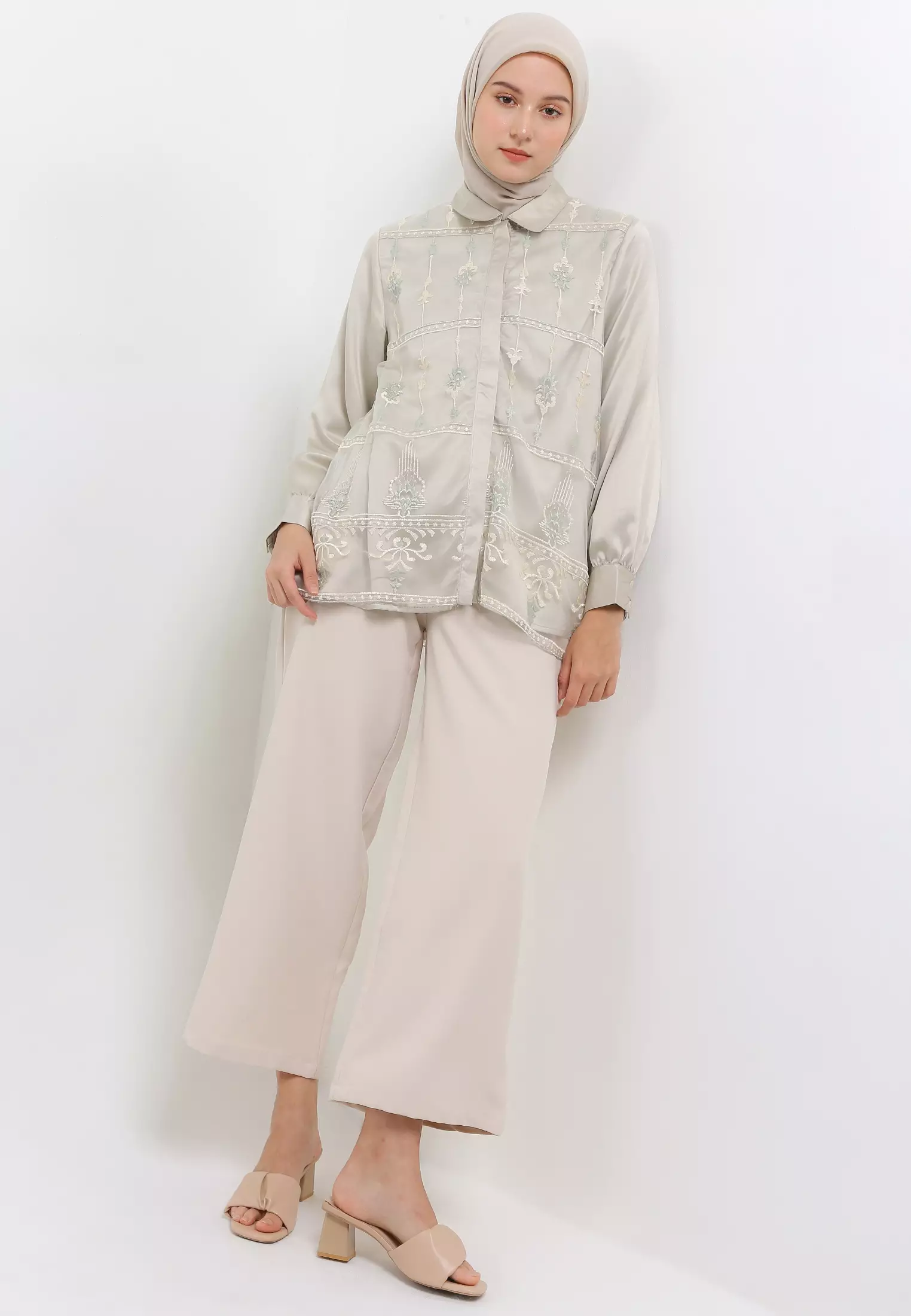 MFMW Givillia Atasan Blouse Brukat Sage