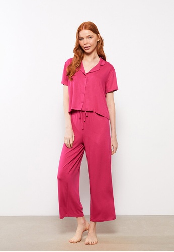 LC WAIKIKI pink Shirt Collar Pajamas Set 53808AAA47030DGS_1