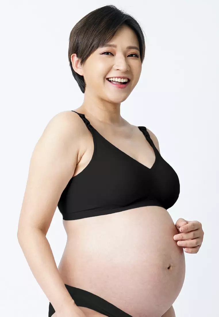 Black Antibacterial Seamless Wireless Nursing Bra