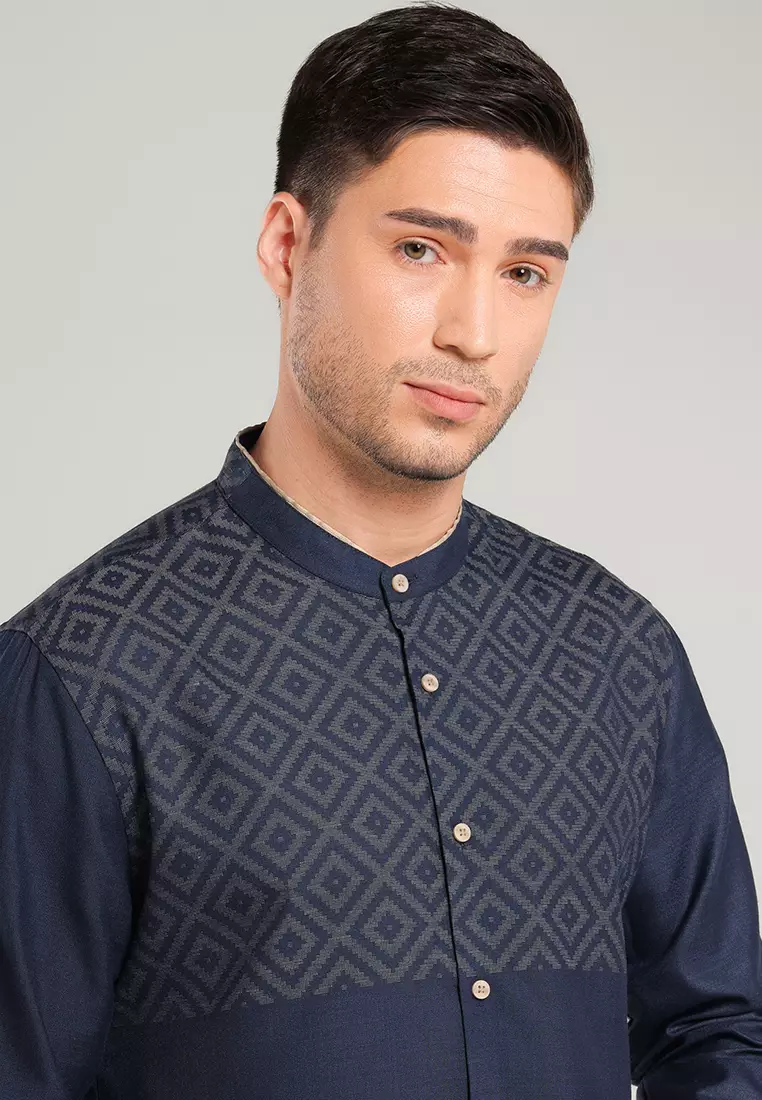 MOC Kemeja Koko Lengan Panjang Pria BAHRI-NAVY