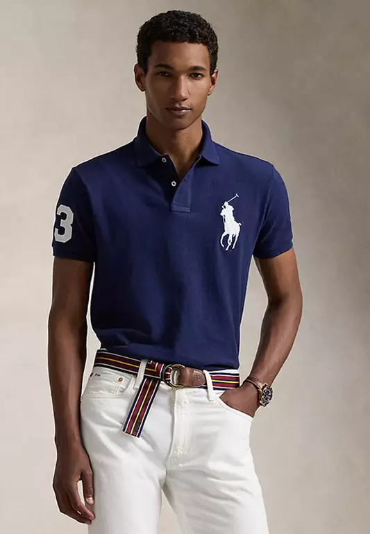 Custom Slim Fit Big Pony Mesh Polo Shirt