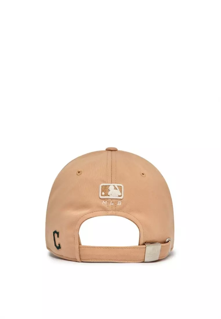 Basic Cursive Logo Unstructured Ball Cap Cleveland Indians - Beige