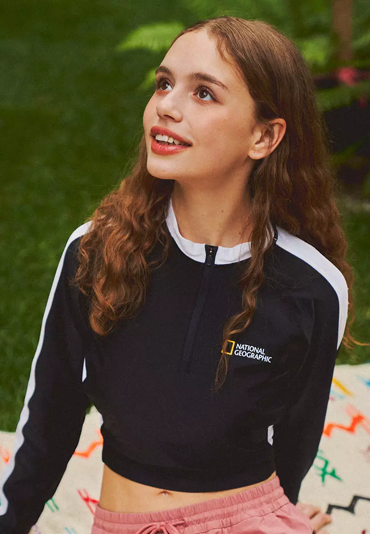 Women’s Color Block Cropped Half Zip Up Rashguard