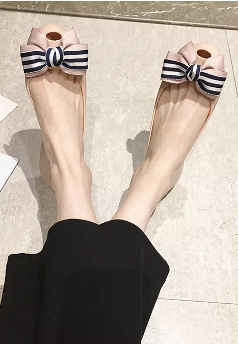 Bow Waterproof Jelly Flats Shoes