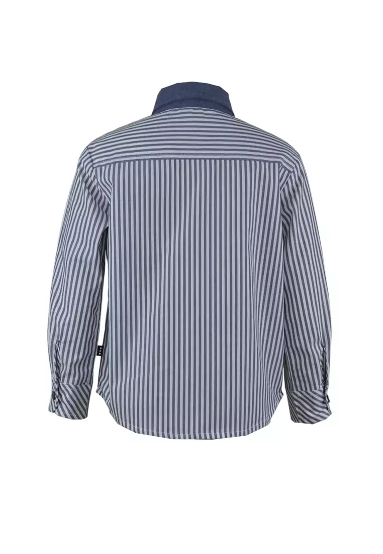 Dustin Grey Striped Long sleeve Polo