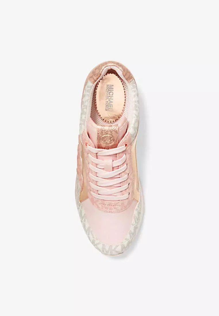 Michael Kors Maddy Two-Tone Logo and Mesh Trainer Powder Blush