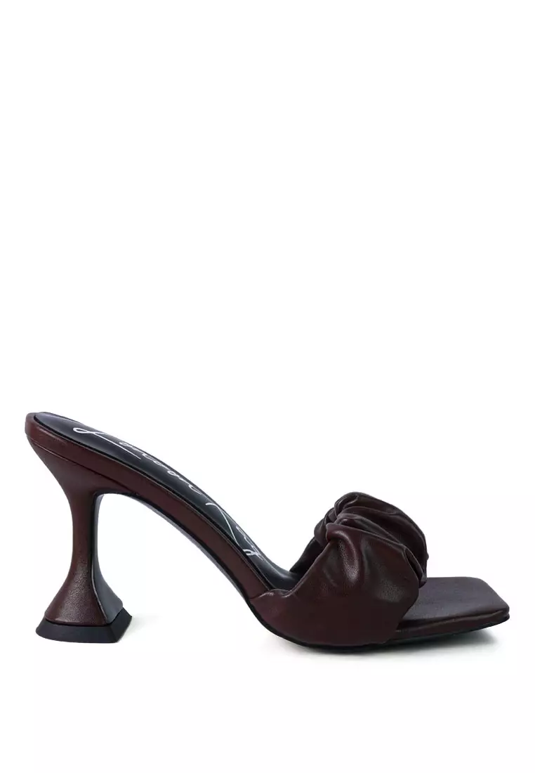 Discount on London Rag  shoes - SKU: Espresso Spool Heeled Ruched Sandals