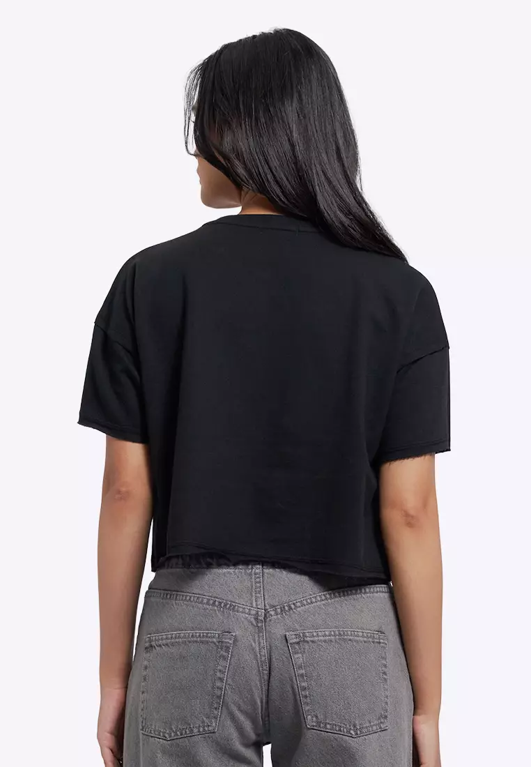 Pattern Details Oversized Crop T-Shirt