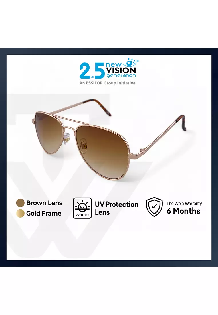 Men's Aviator Frame Gold Metal UV Protection Sunglasses SUNSC1060901