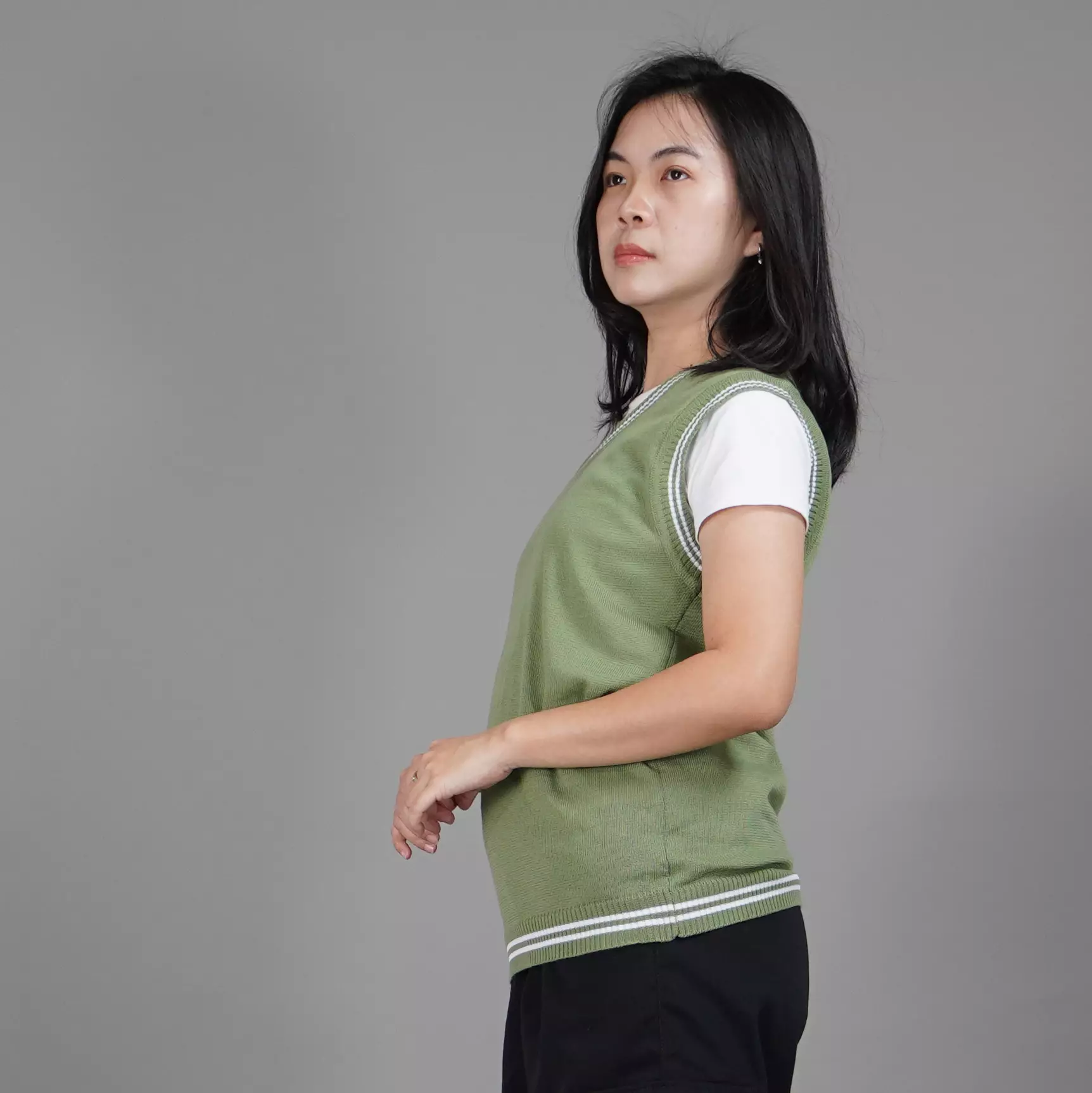 Knit Outer Vest List Wanita Knit Vest Korean Style For Women - MINT