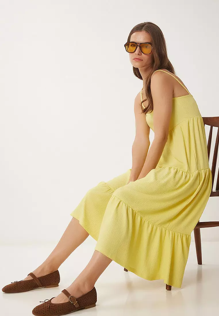 Strap Flounce Summer Knitted Dress