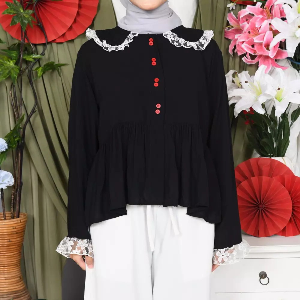 Biyaa Poplin Blouse - Rayon Black M20114 R93S1