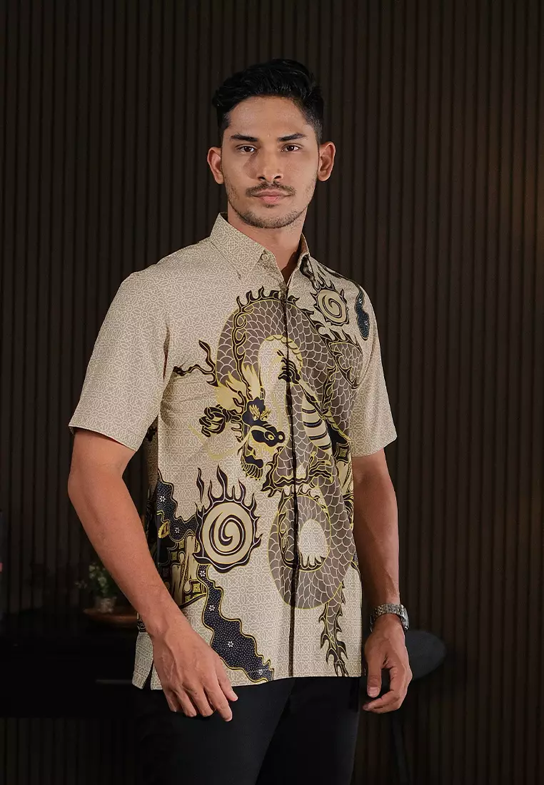 Hadinata Batik Premium Pria Kemeja Pendek Superfine Bilva Beige