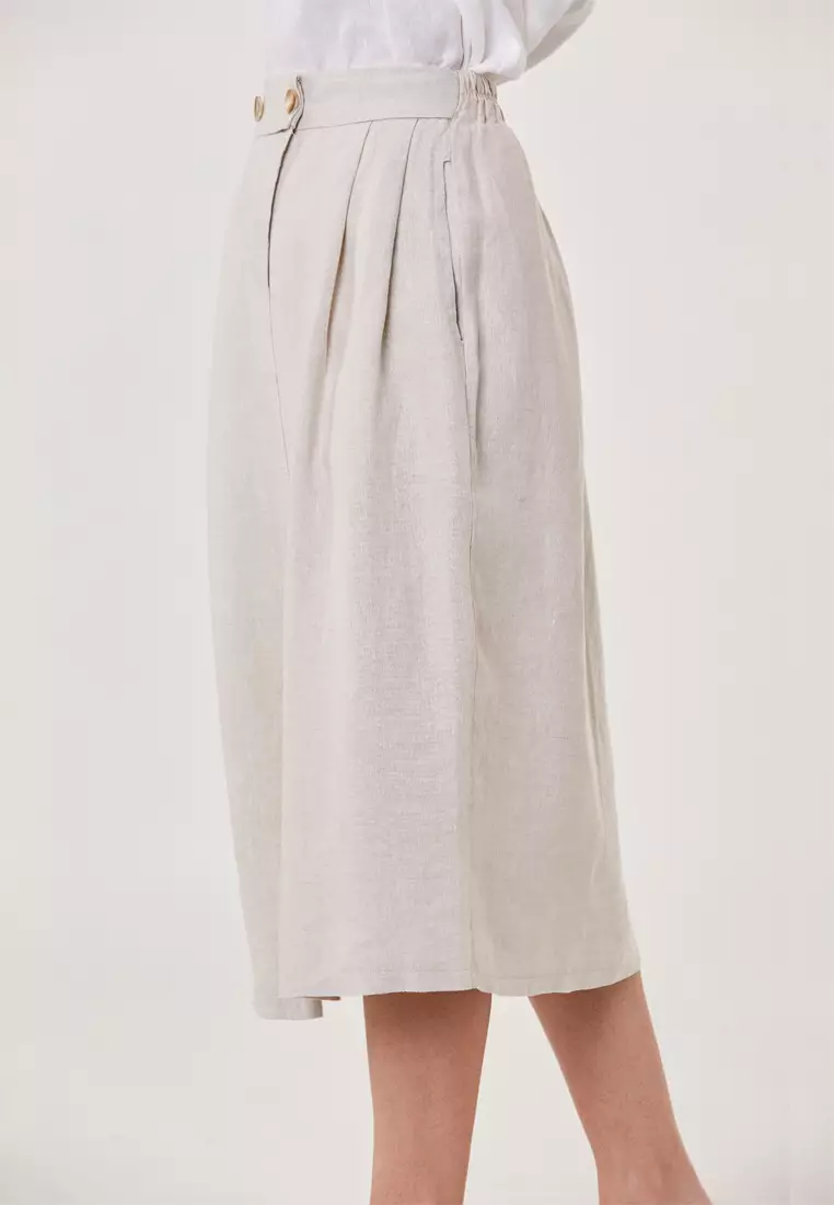 Zoya-3/4 Length Linen Skirt