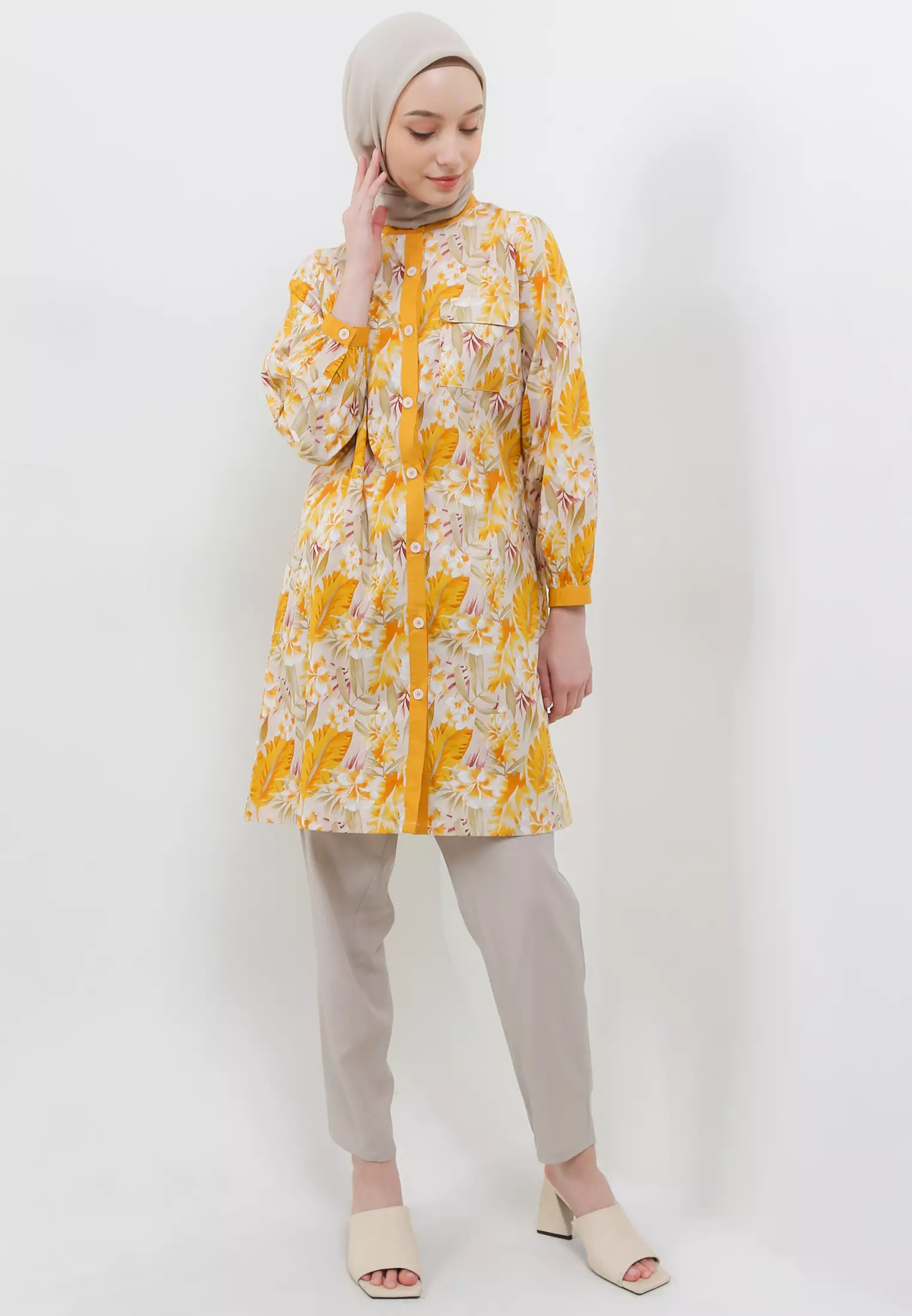 MFMW Azzafira Tunik Kuning Motif Bunga