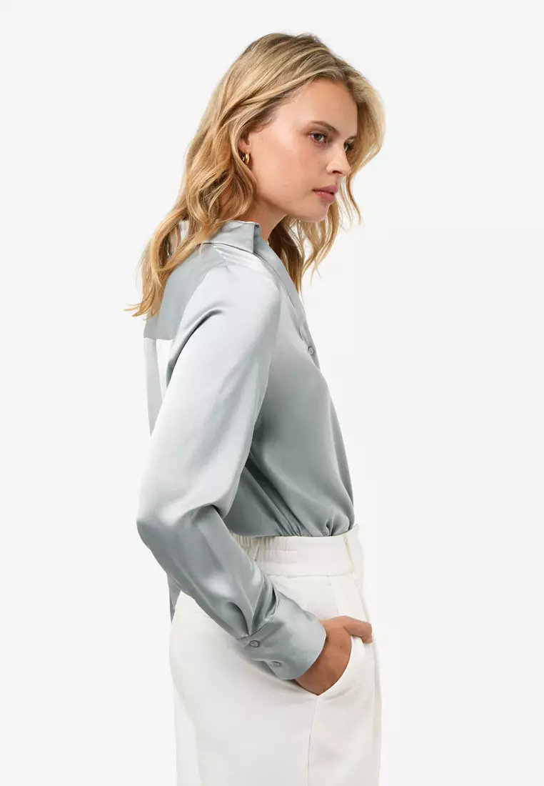 Lila V-Neck Satin Blouse