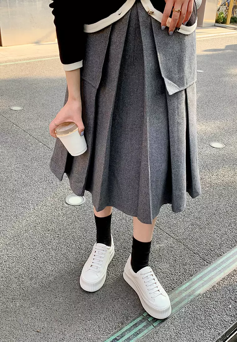 Leather Platform Lace Up Sneakers TLD608-1