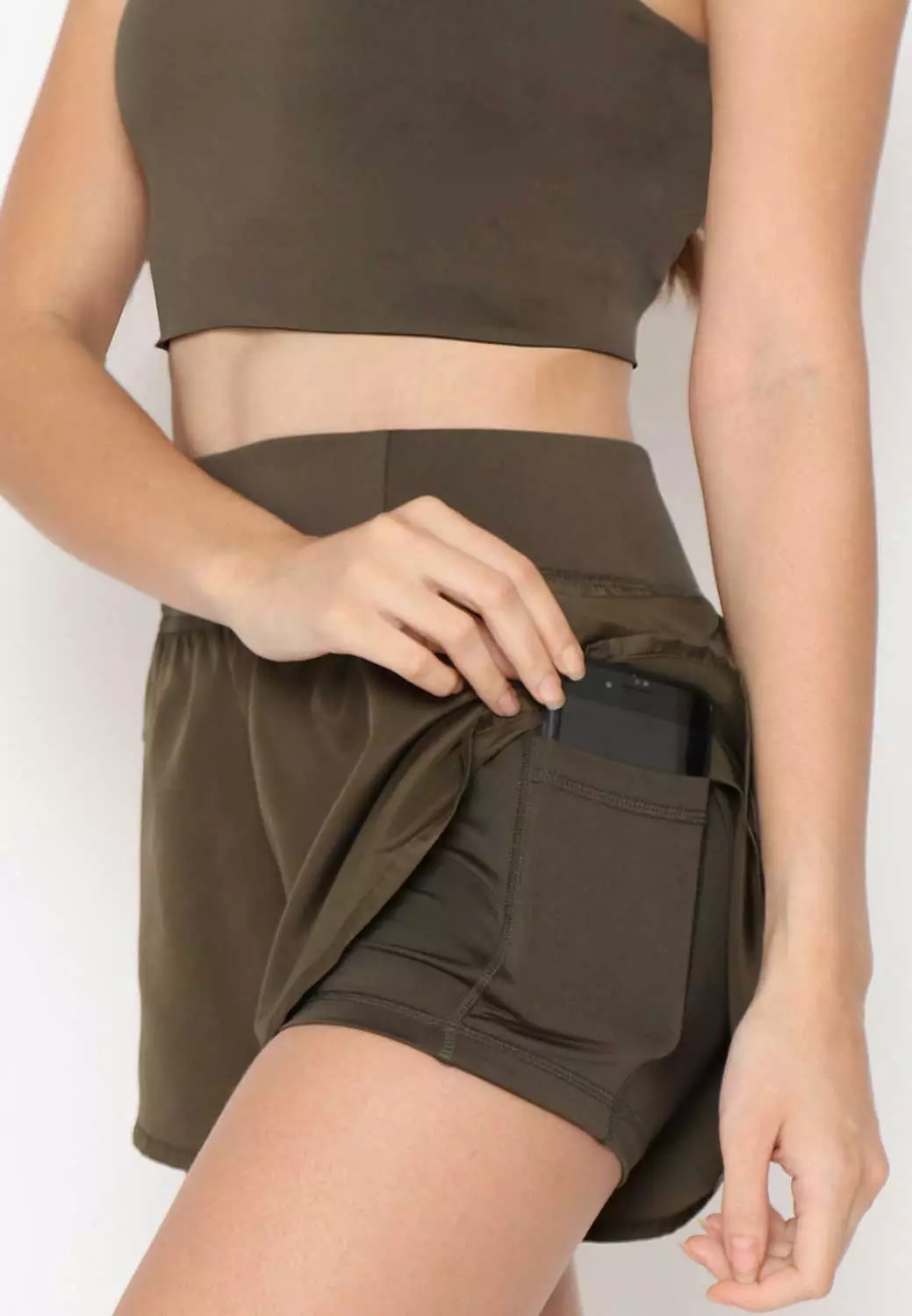 FITWEAR - CAITLYN LAYERED PANTS + INNER - ARMY