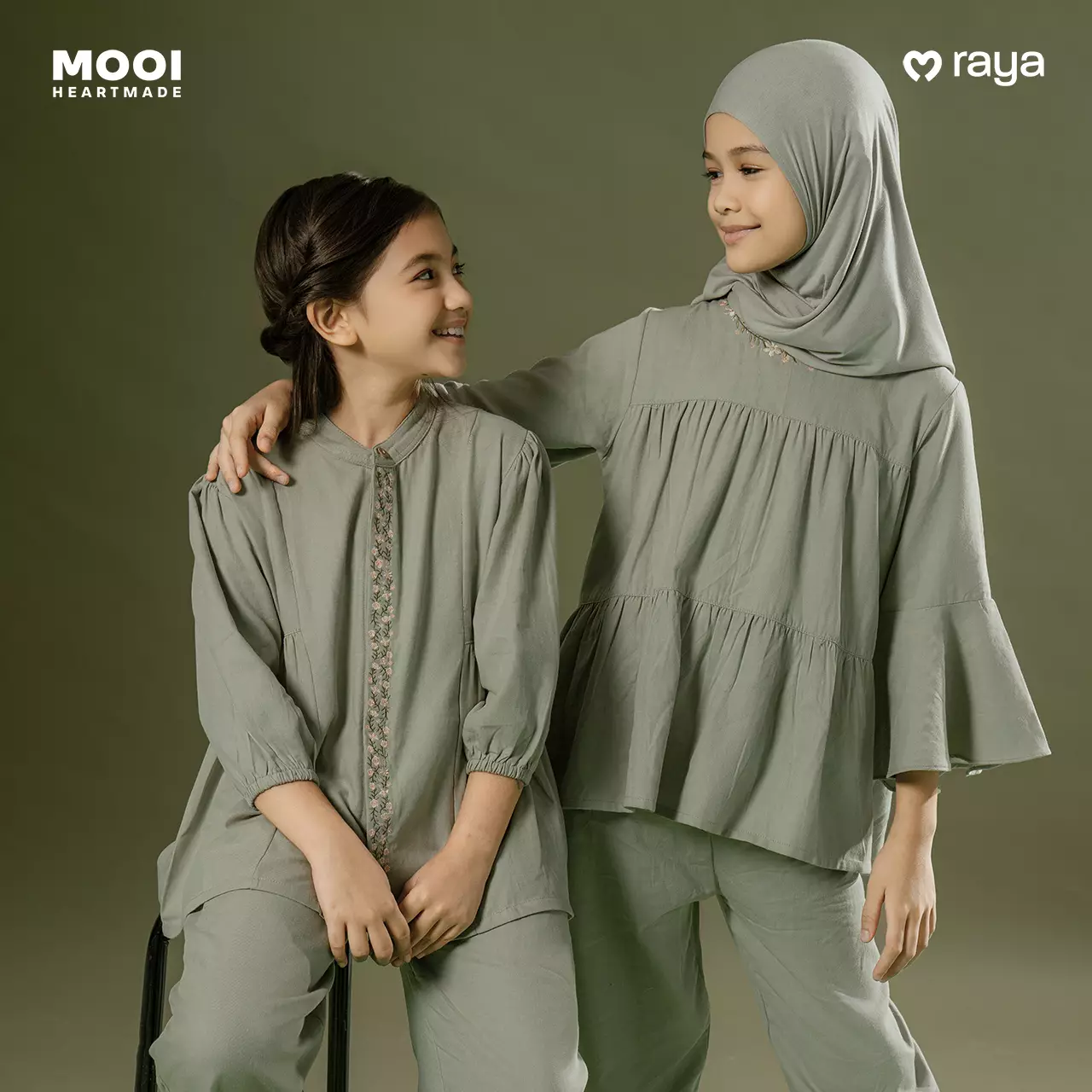 Mooi Hijab Instant Anak Jilbab Anak Perempuan - Dusty Blue