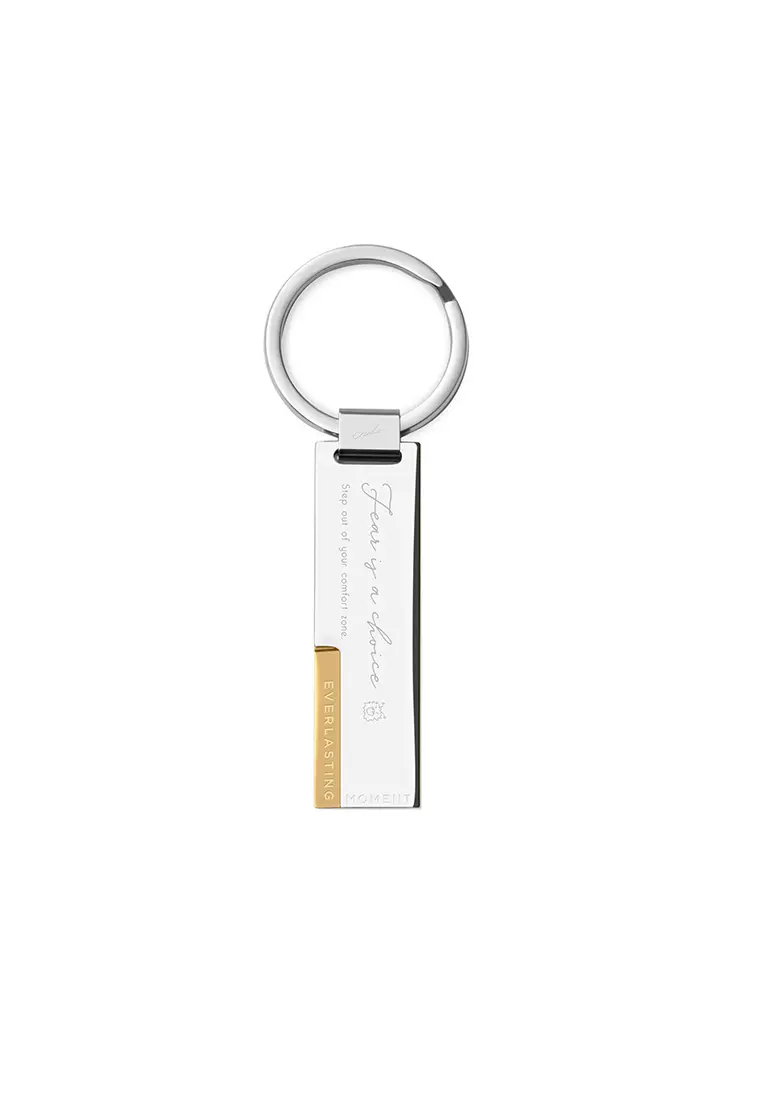 Buy Crudo Leather Craft Bianco Metal Tag Keychain White Gold