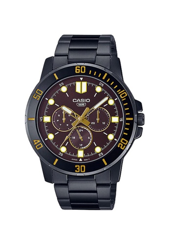 CASIO black Casio Men's Chronograph Watch MTP-VD300B-5E Black Stainless Steel Band Watch for Men EB8EBAC5748AC8GS_1