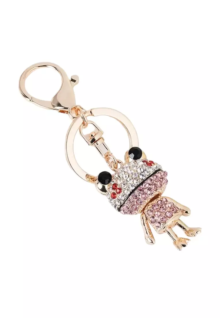 Cute Frog Keychain with Crystal Rhinestones - Sparkling Bag