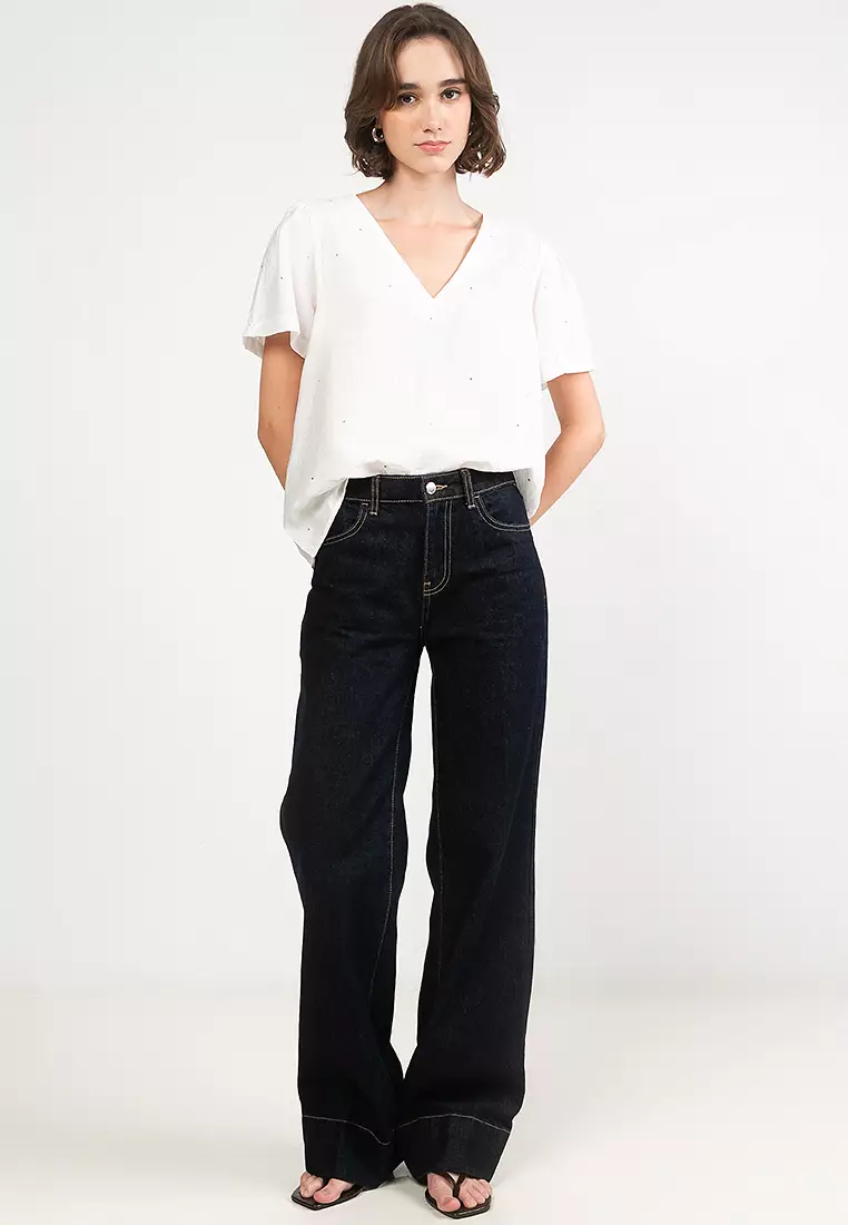 Short Sleeves V-Neck Top