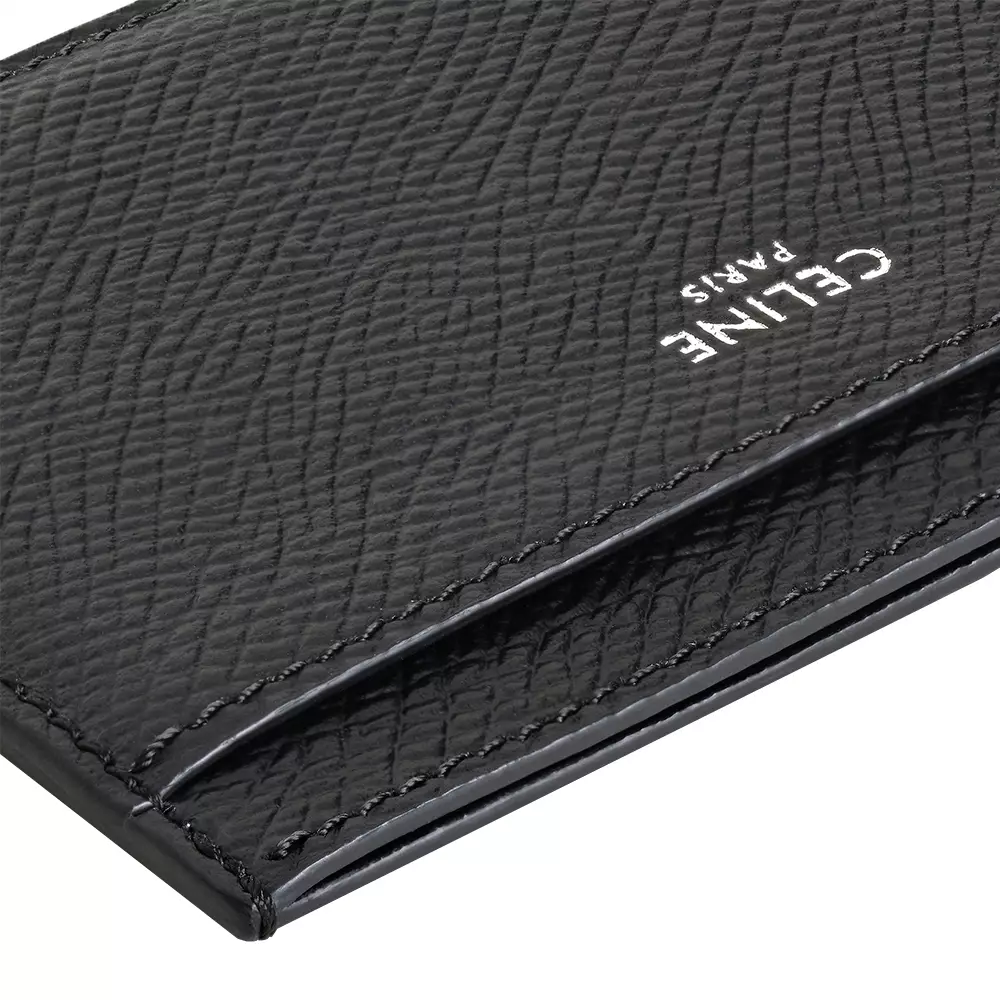 Plain Card Holder in Grained Calfskin Black