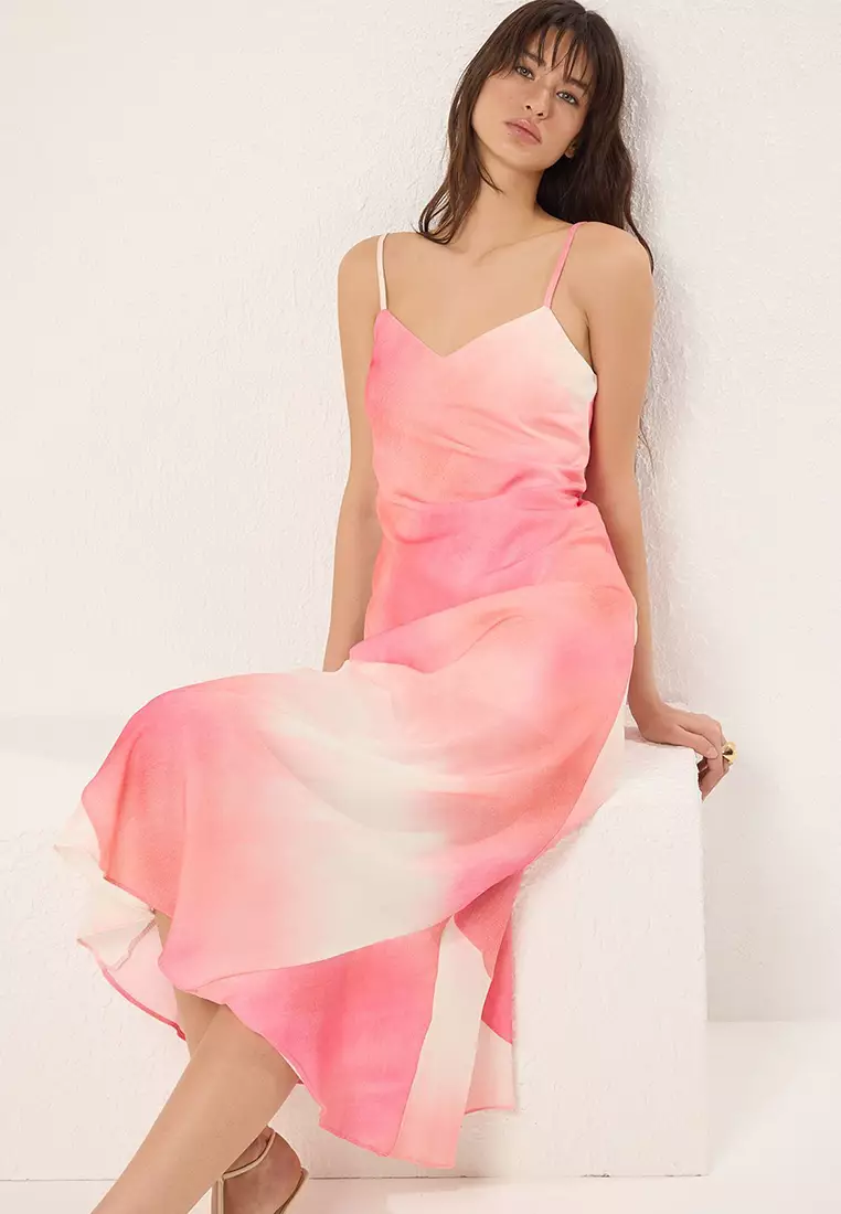 Pink Gradient A Cut Maxi Woven Dress TWOSS23EL02416