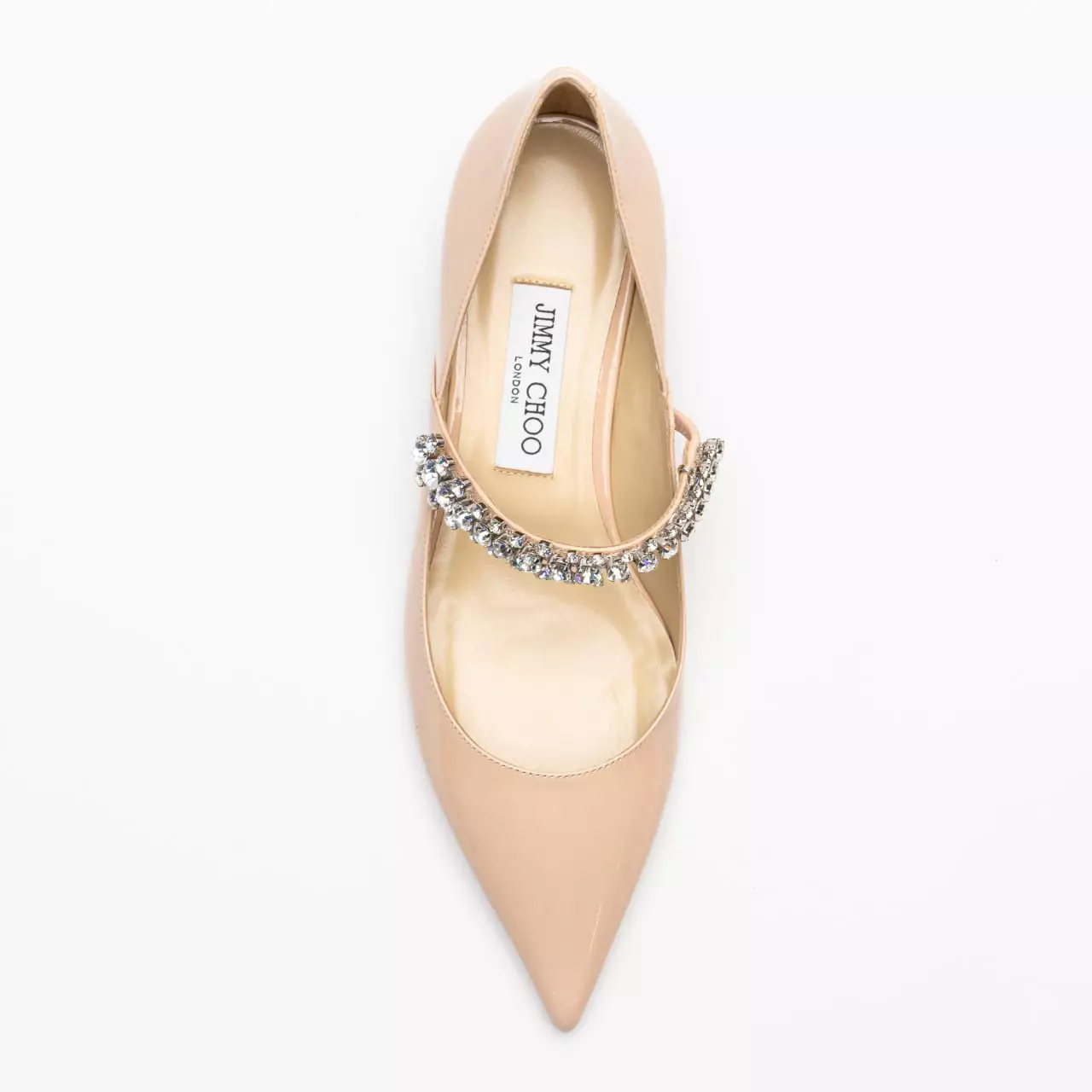Bing 25 Crystal Strap Patent Leather Flat Pumps Macaron