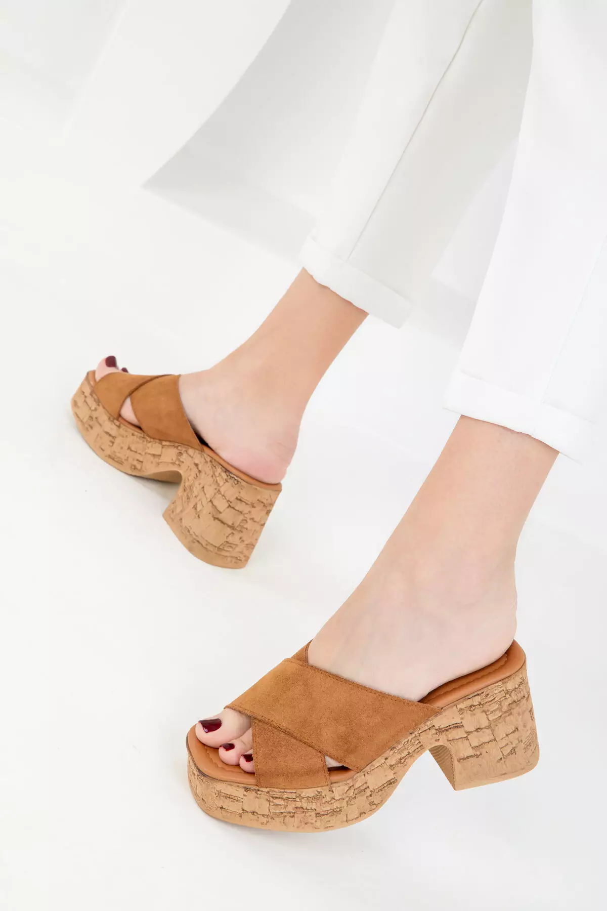 Tan Suede Women's Classic Heeled Shoes 20349