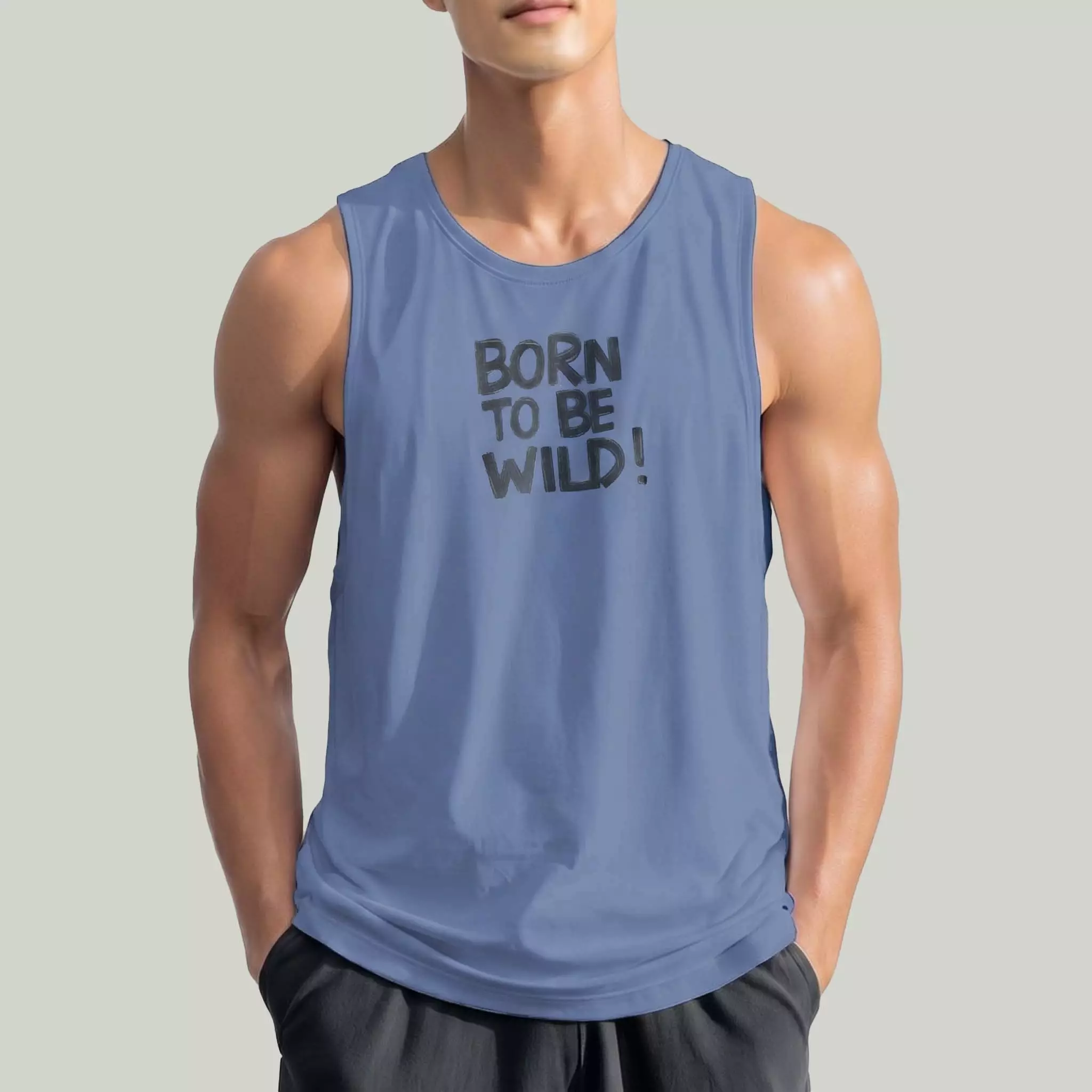 THIRDDAY Kaos Lekbong Singlet Pria "born to be wild" country blue MUA21