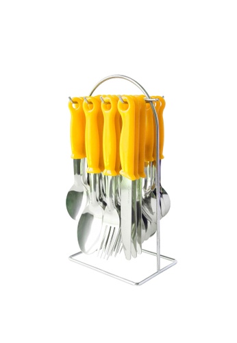 Endo ENDO 24 Pcs Stainless Steel Cutlery Set - Yellow 3B546HLCAF3457GS_1