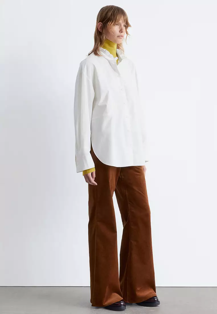 Long Stand-Collar Cotton Shirt