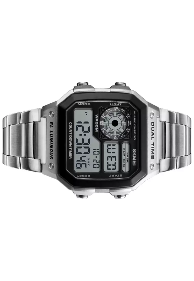 Jam Tangan Casual Digital Pria LED Waterproof Many Function Strap Tali Material Stainless Steel PI12 ORIGINAL