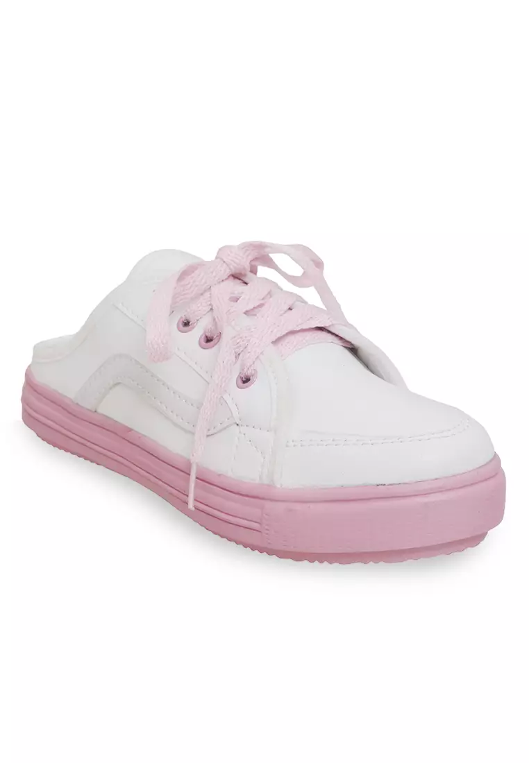 Sepatu Sneakers Casual Tali Ikat Material Canvas Comfortable - White