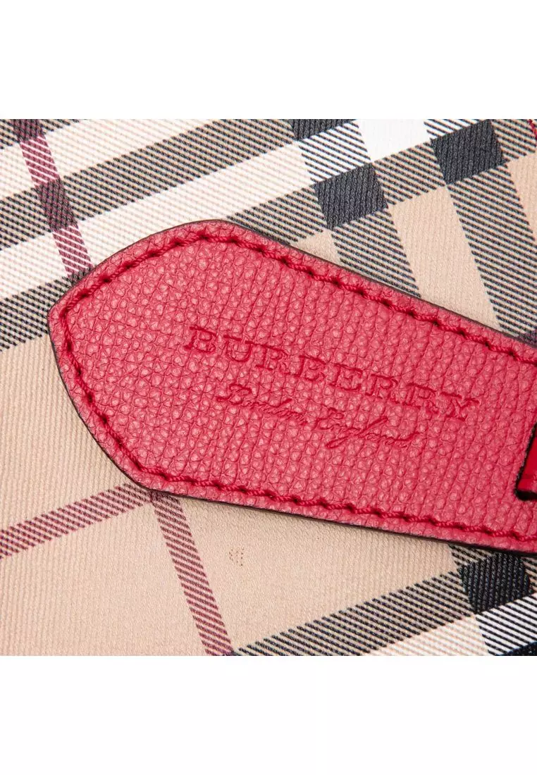 Pre-Loved Burberry Haymarket Check Coated Canvas Lorne Bucket Bag