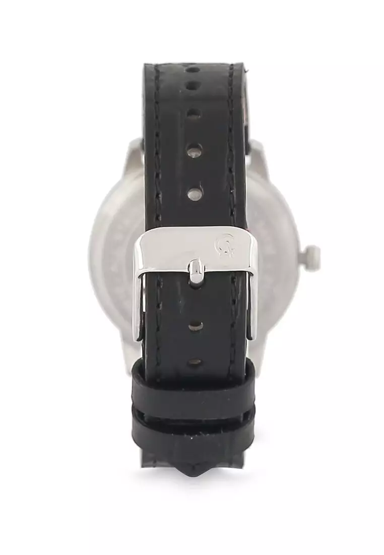 Alexandre Christie Jam Tangan Wanita - Black Silver - Leather Strap - 1030 LDLSSSL