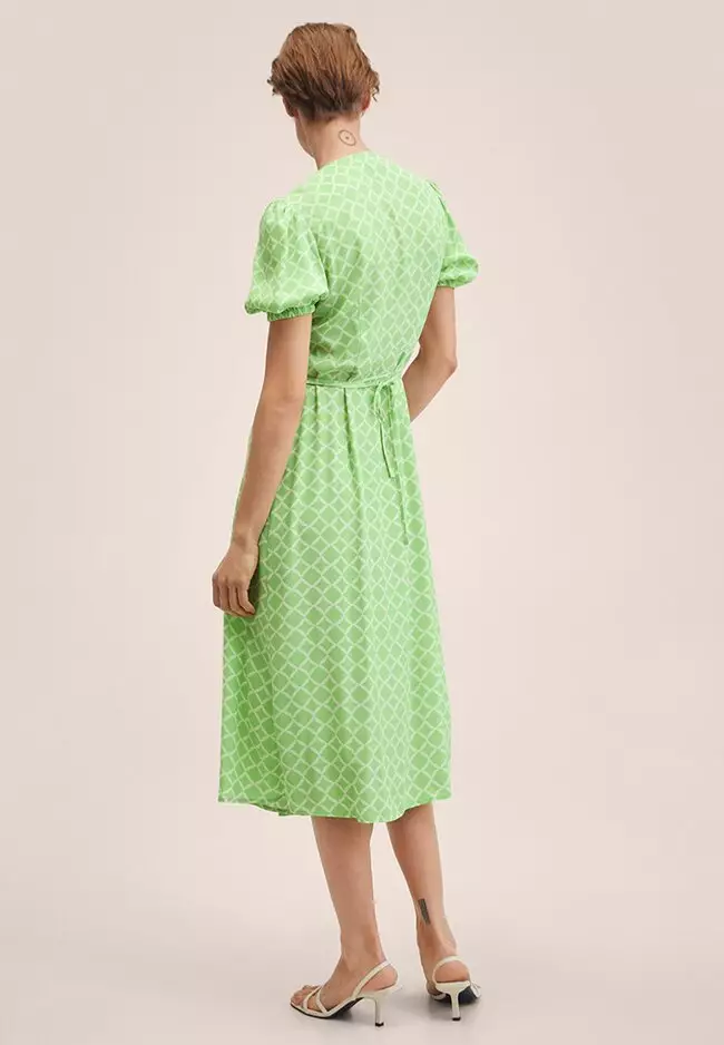 Printed Dress With Balloon Sleeves