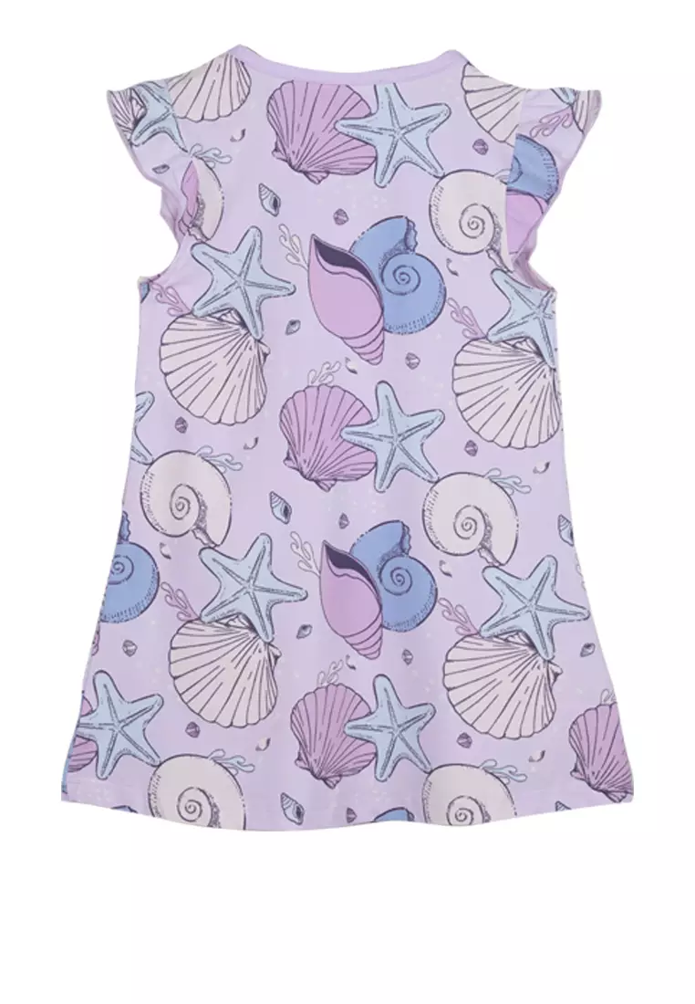 MMF Move Seashells Shirt Dress with Ruffle Sleeves