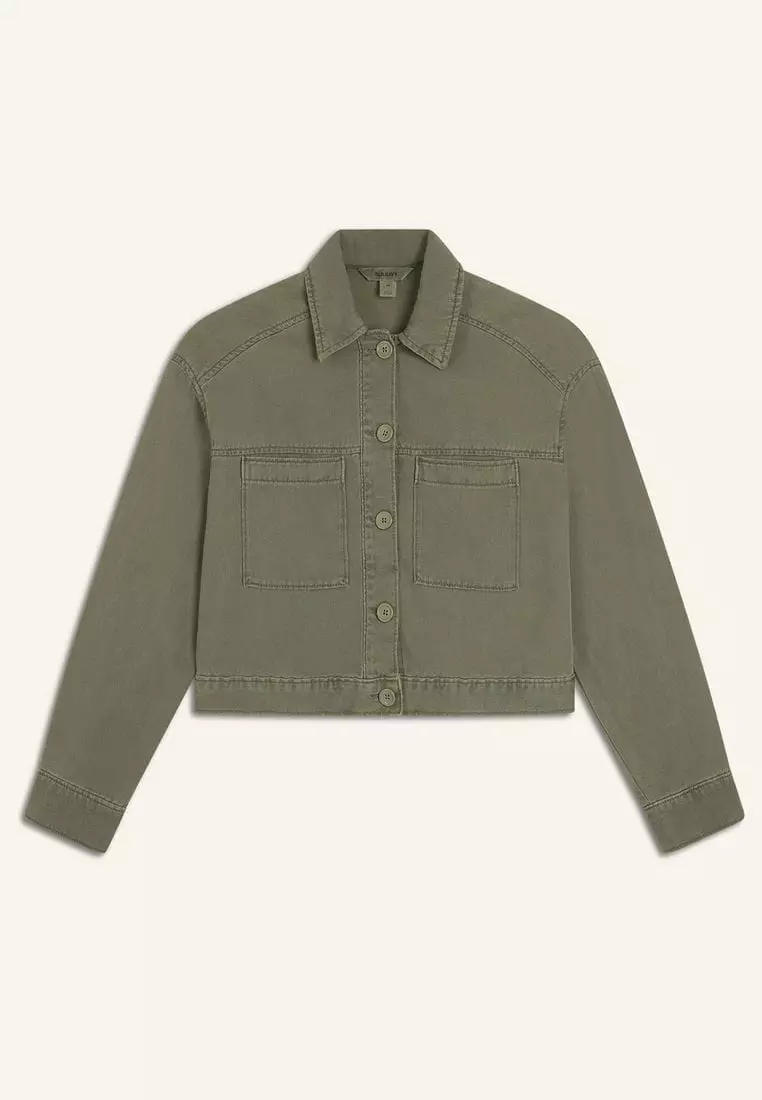 Navy cropped jacket womens top