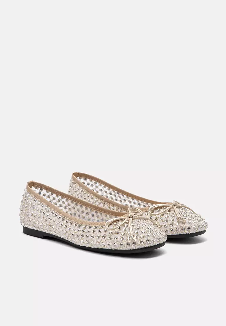 Orlise Crystal Embellished Bow Flats