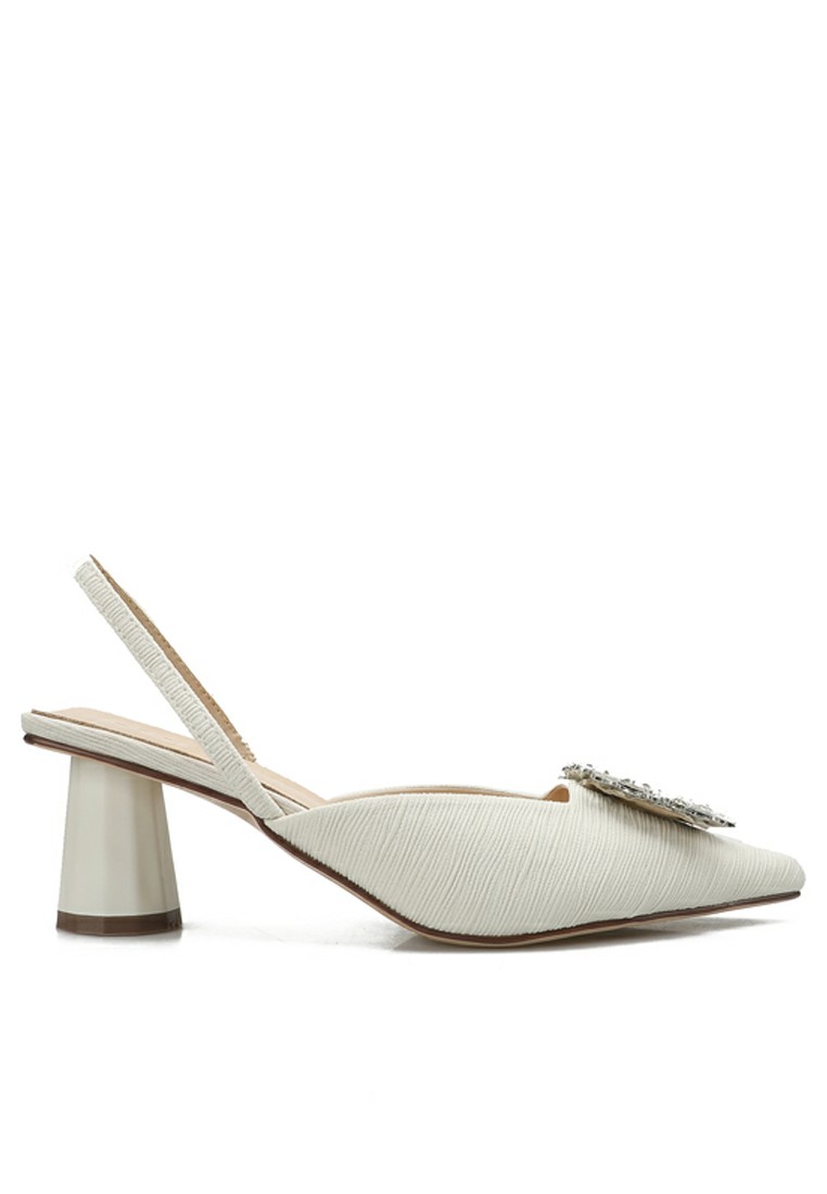 Rhinestone Buckle Slingback Mid Heel Sandals TE726-28