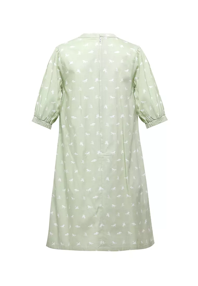 Pito Dito Girl Avalanche Dress Pendek Anak Hijau Motif Abstrak