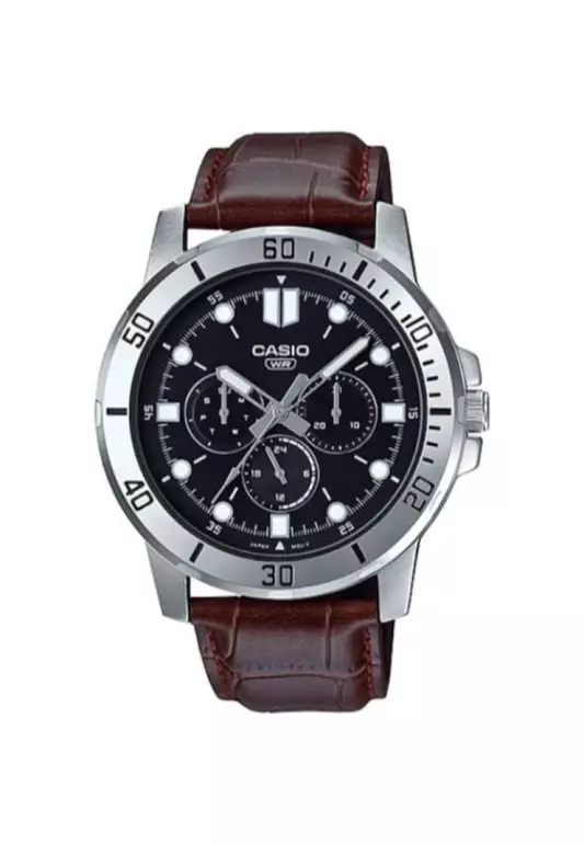 Men's Analog Watch MTP-VD300L-1E Brown Leather Band Watch for men