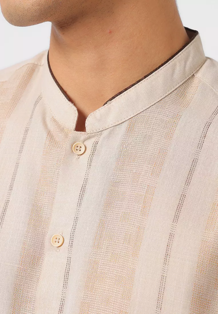 Kemeja Koko Pria Lengan Panjang KAREEM BEIGE Baju Muslim Pria