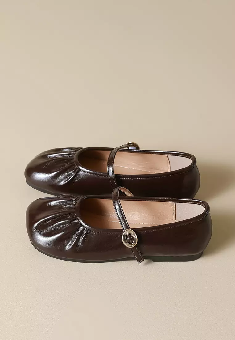 針扣搭帶褶皺瑪麗珍妮鞋 WW993-9