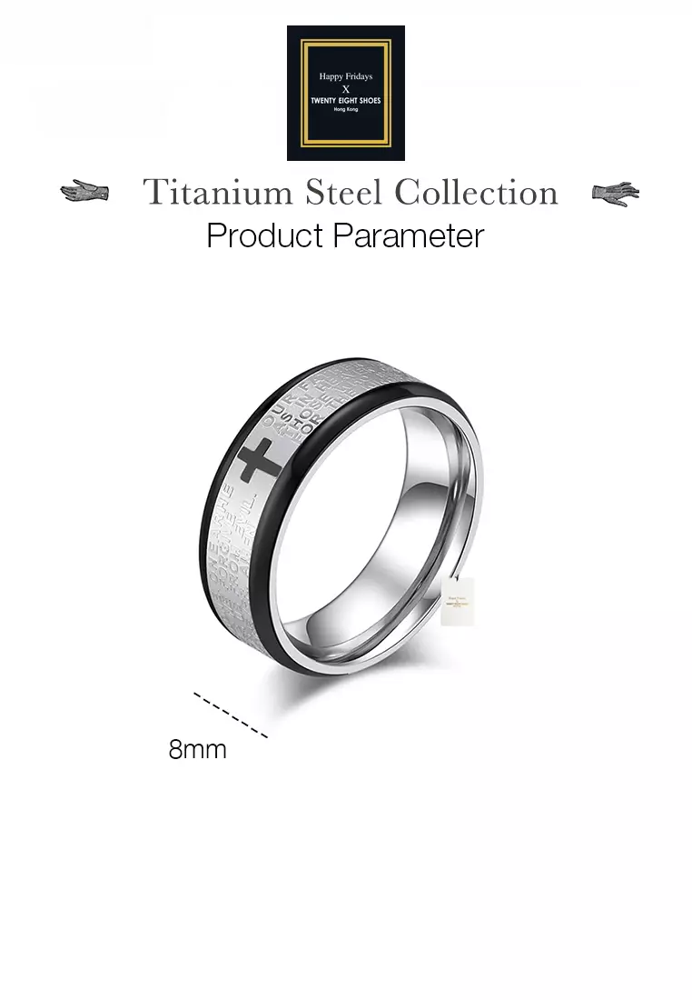 Titanium Steel Bible Verses Cross Ring JW QF-JZ848