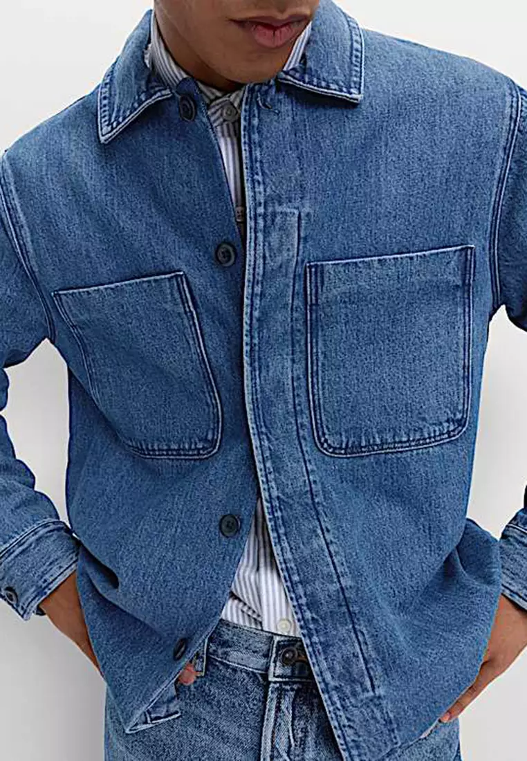 Pure Cotton Denim Overhead Shirt