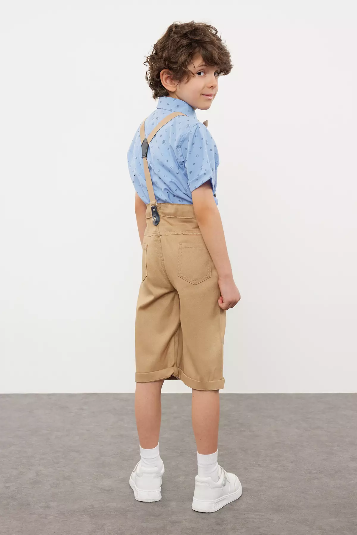 Boy's Blue Cotton Bow Tie Shirt And Shorts Pants Set - Tkdss24Au00006